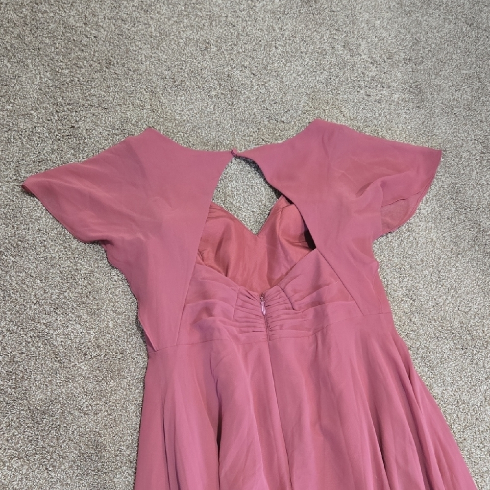 Azazie Rylee Mauve A-Line Pleated Chiffon Dress - Picture 7 of 8